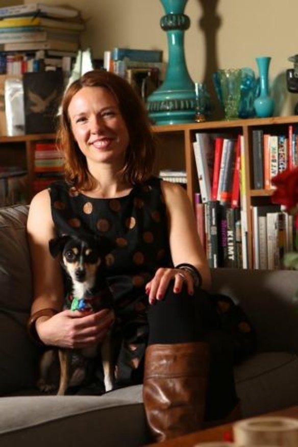 Another stray: First-time novellist Emily Bitto with one of her foster-strays.