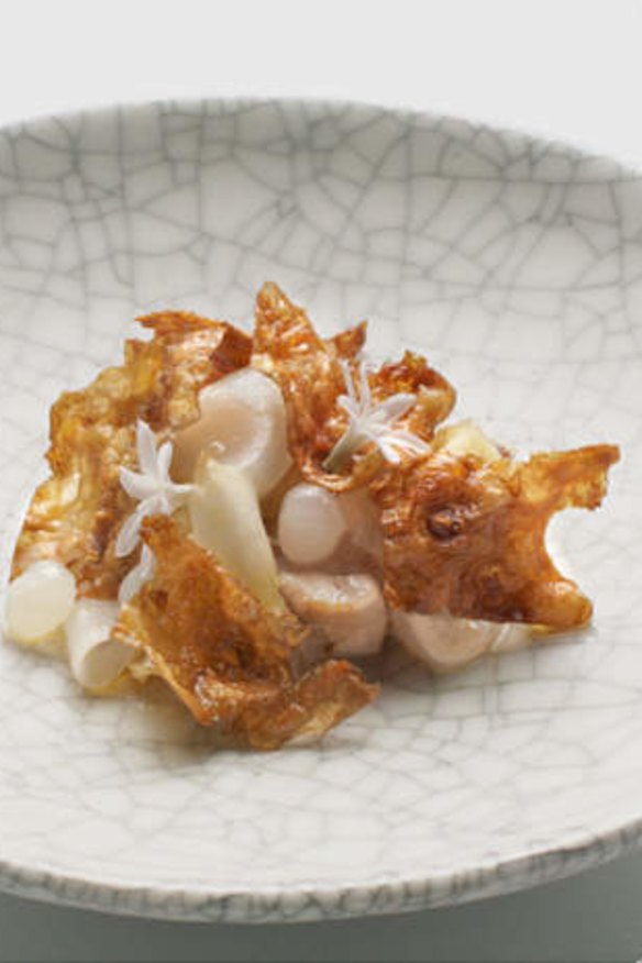 Make a request: Quay's pig jowl with scallop and Jerusalem artichoke.