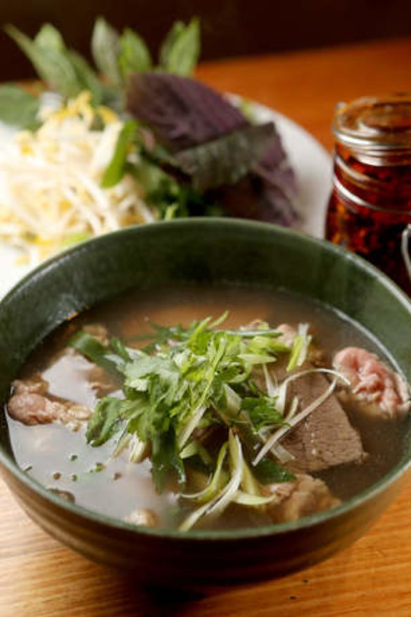 Bowled over: Beef pho is simmered for 14 hours.
