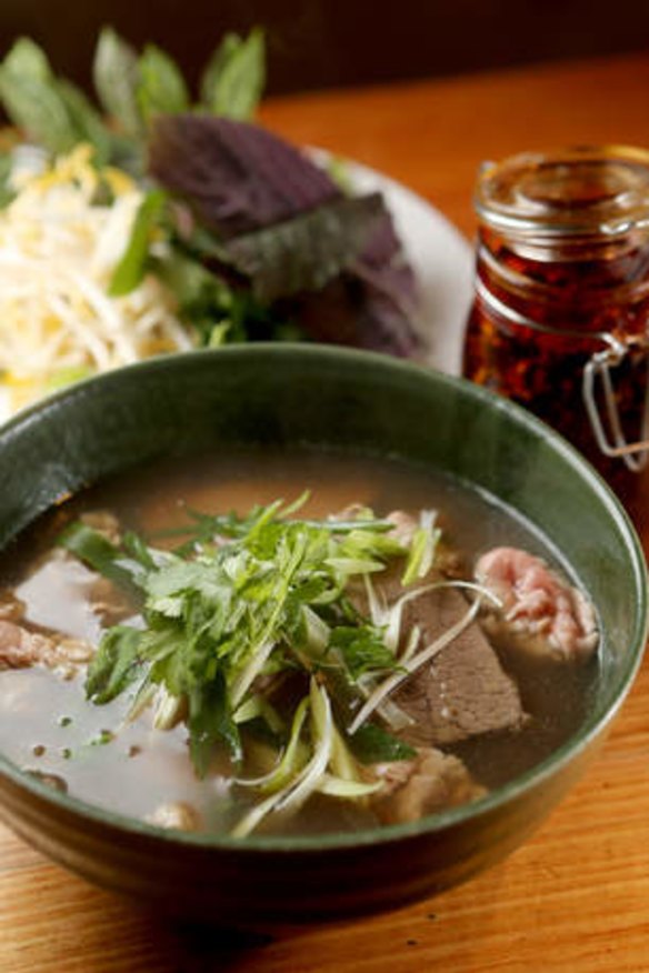 Bowled over: Beef pho is simmered for 14 hours.