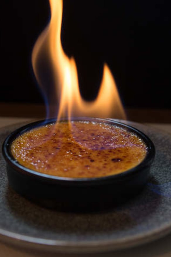 Flaming creme brulee.