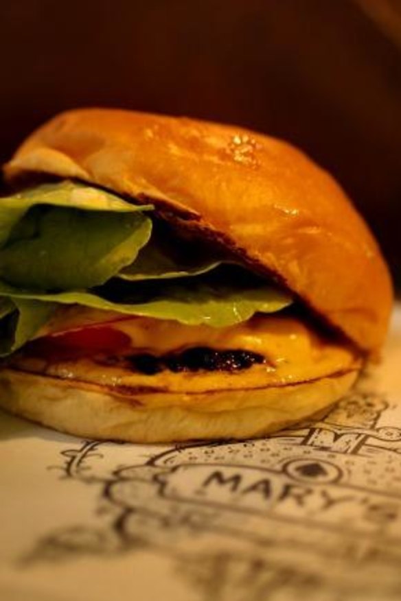 Mary's signature burger is a classic combo of beef, lettuce, tomato and cheese.