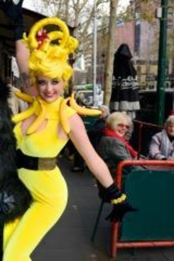 Dining institution: A colourful scene outside The Spaghetti Tree in Bourke Street.