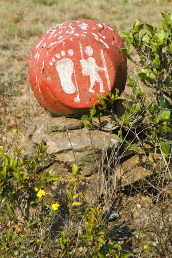 Walking trail sign in Malolotja Nature Reserve.