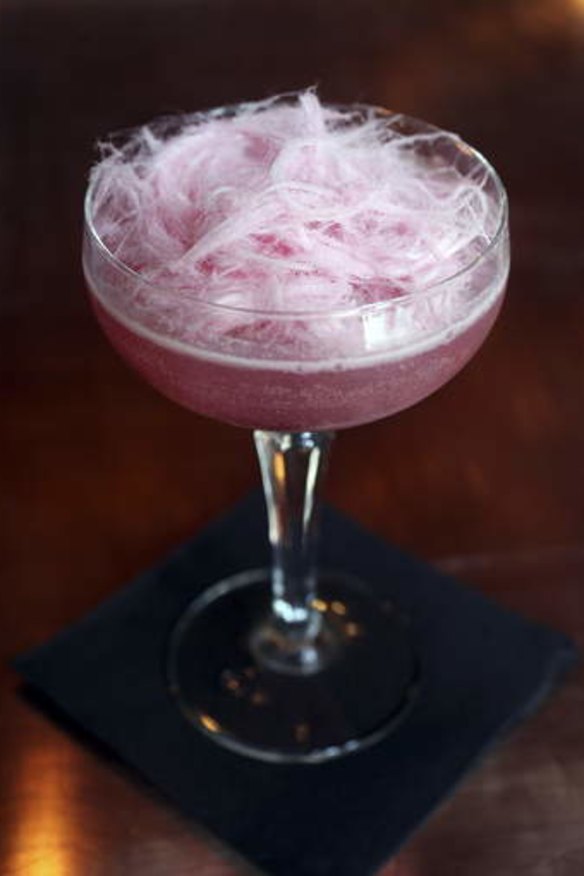 Fairy Floss Martini: Absolut Vanilla, blueberry, cranberry, topped with Persian fairy floss.