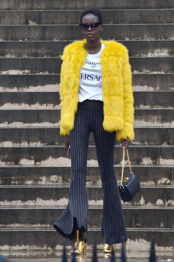 Adut Akech Bior attending the Givenchy show at Paris Fashion Week.