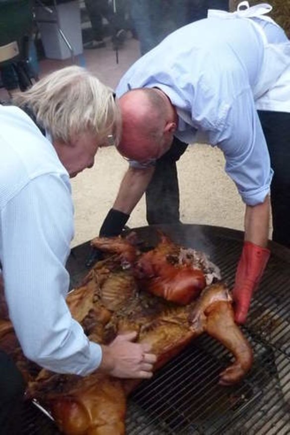 Michael Pollan's finished 18-hour roast pork.