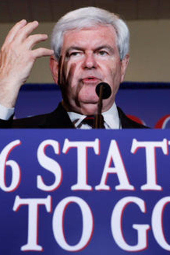 "We are going to contest every place, and we will win" ... Republican presidential candidate and former House speaker Newt Gingrich at his Florida primary night party on Tuesday in Orlando, Florida.