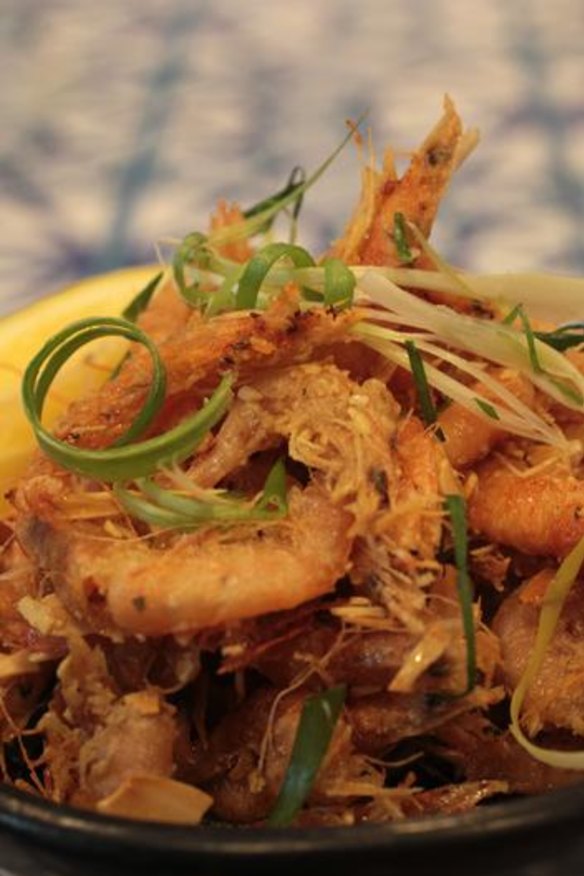 The one dish you must try ... fried School prawns in honey, fish sauce, sesame seed and flaked almond dressing, $9.