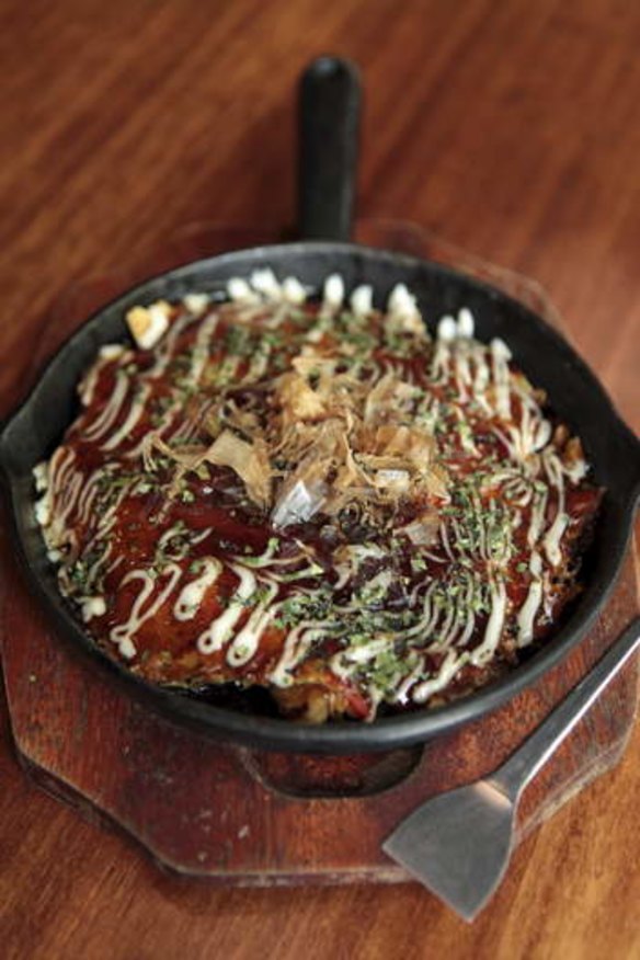 Grilled ... The Okinomiyaki savoury pancakes from Kujin.