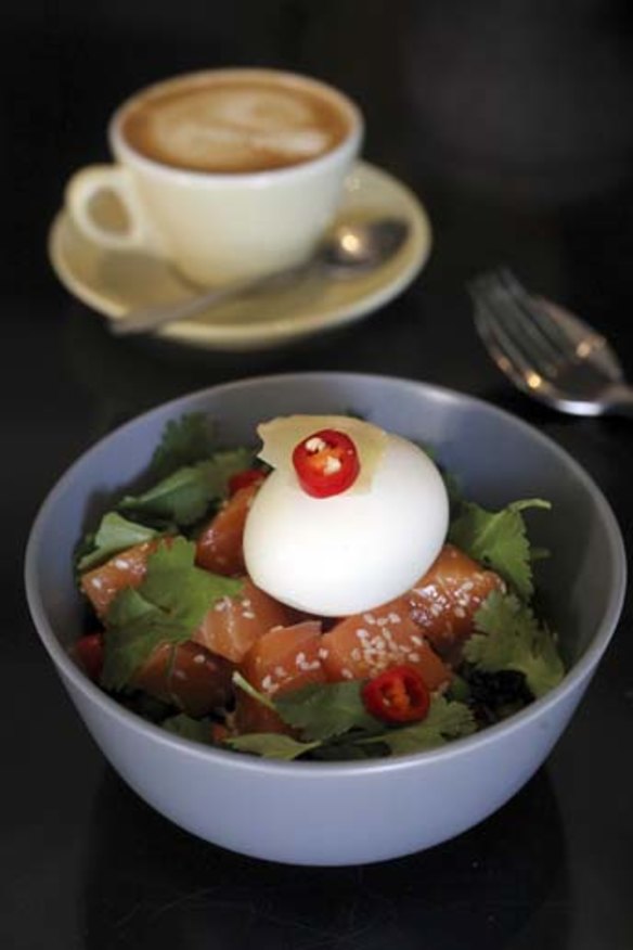 Poke Poke for breakfast from Manly's Showbox Coffee Brewers.