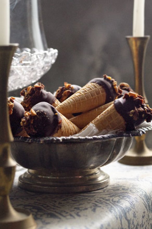 Coffee choc-tops with peanut brittle.