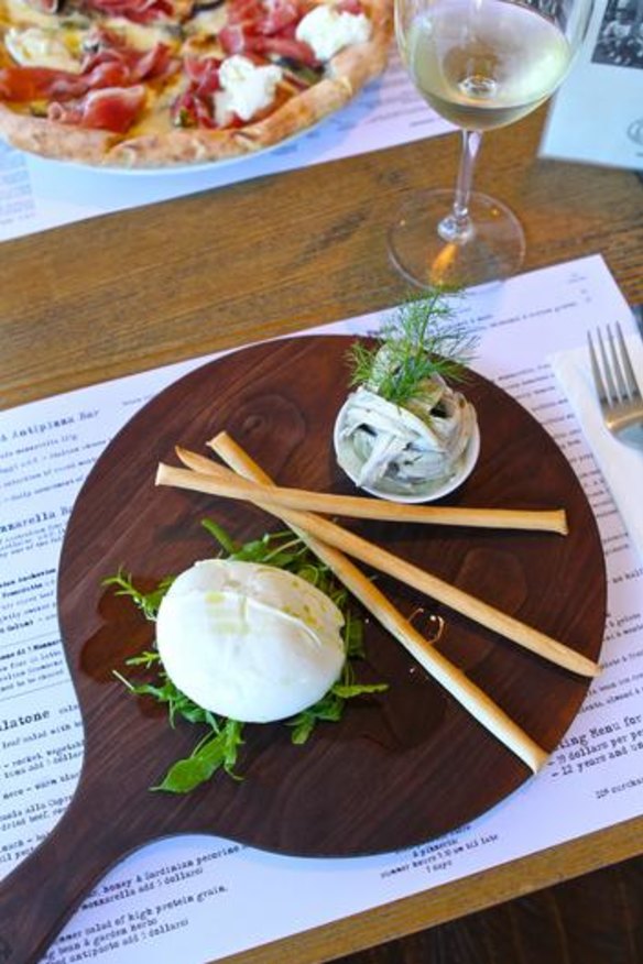 Buffalo mozzarella with white anchovies and shaved fennel from D.O.C. Mornington.