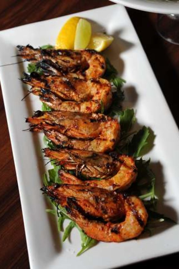Chargrilled king prawns at Tosolini's.