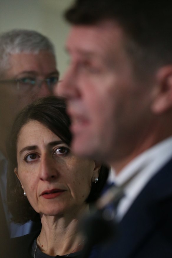 Treasurer Gladys Berejiklian with Premier Mike Baird.