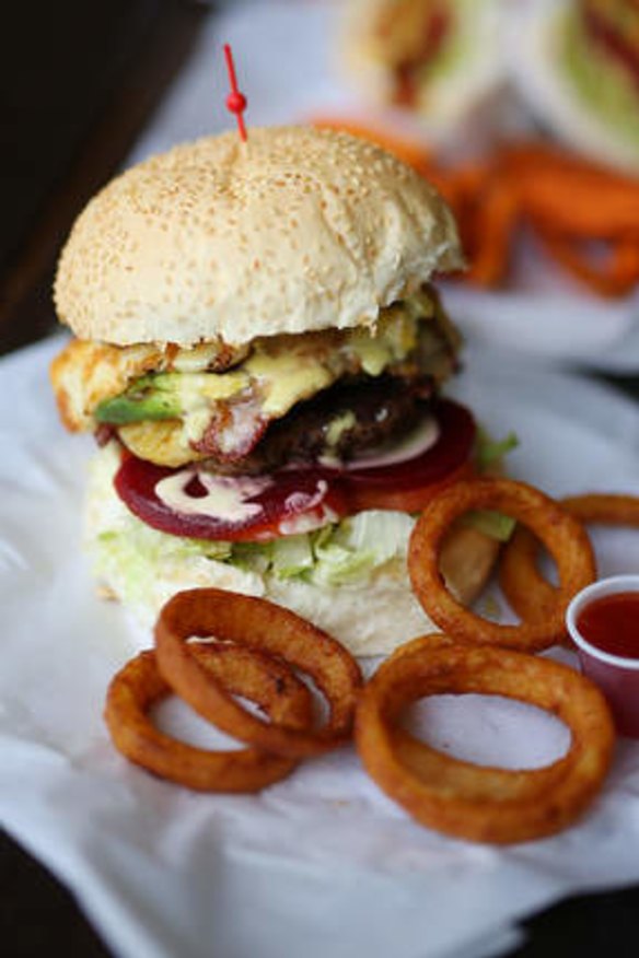 Burger with the lot: The Just Flood It burger at Just Poppy's.