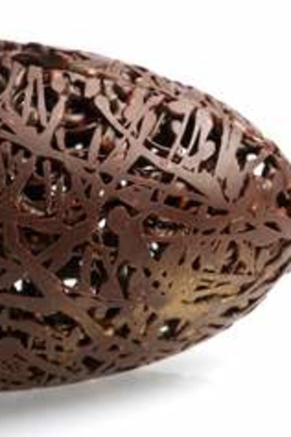 Roasted black and white sesame seed chocolate egg from Shocolate.