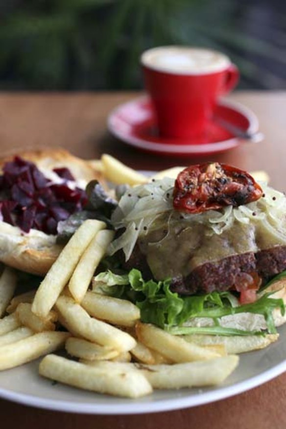 Burger and Chips from Driftwood on the Bay.