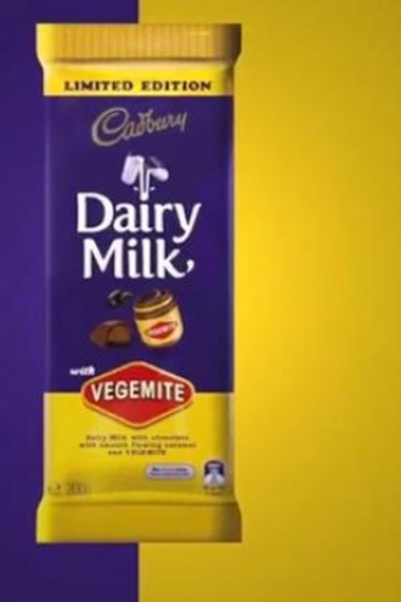 A screenshot from the video Cadbury used to launch its new Vegemite chocolate on social media on Thursday.