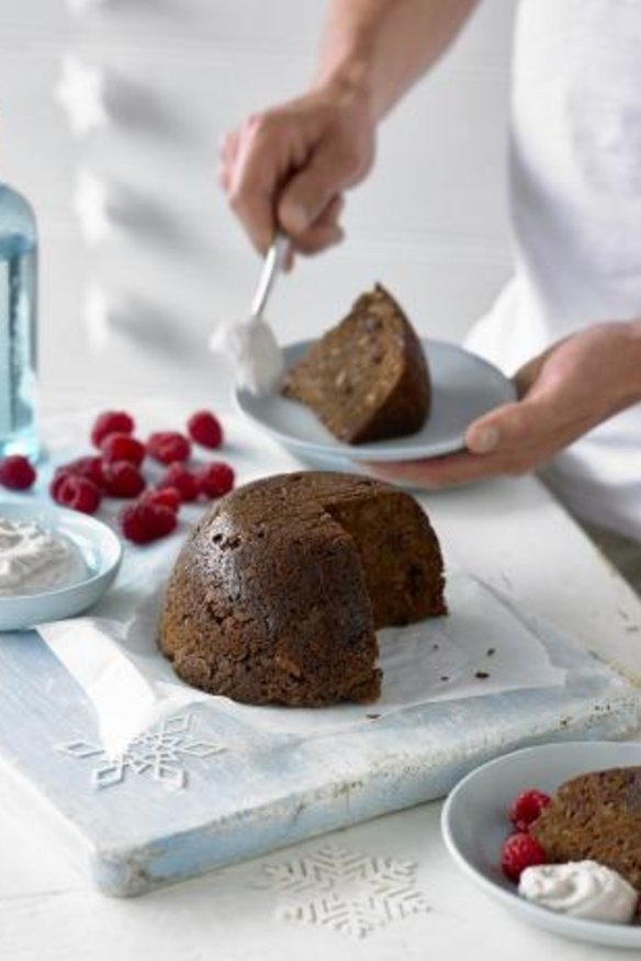 Christmas pudding with spiced cream.