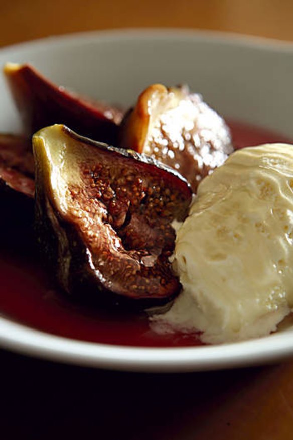 Steve Manfredi's baked figs with honey and vanilla gelato