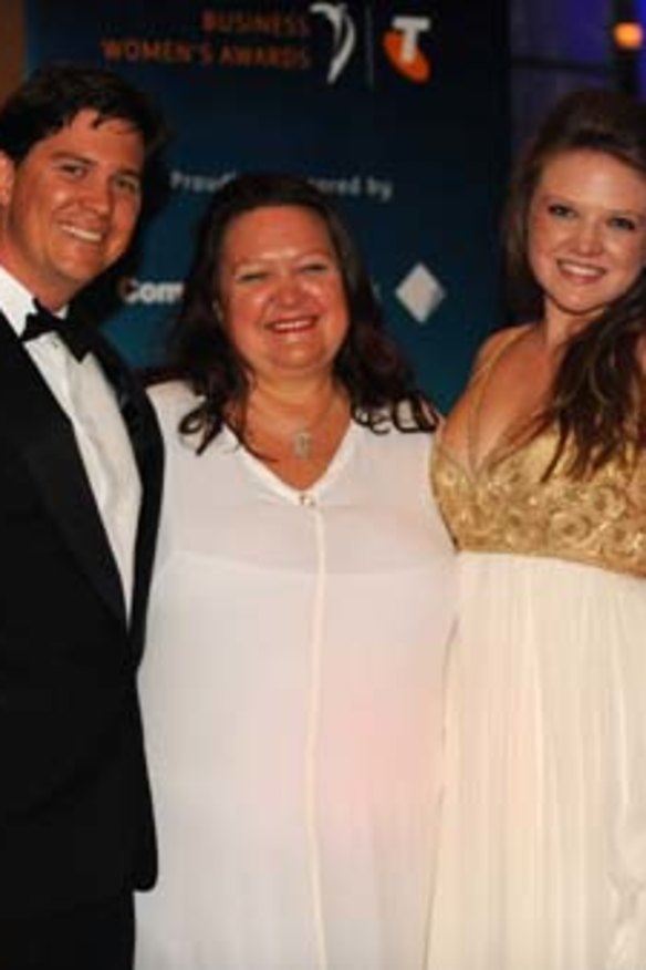 Family feud ... Gina Rinehart with son John and daughter Ginia.