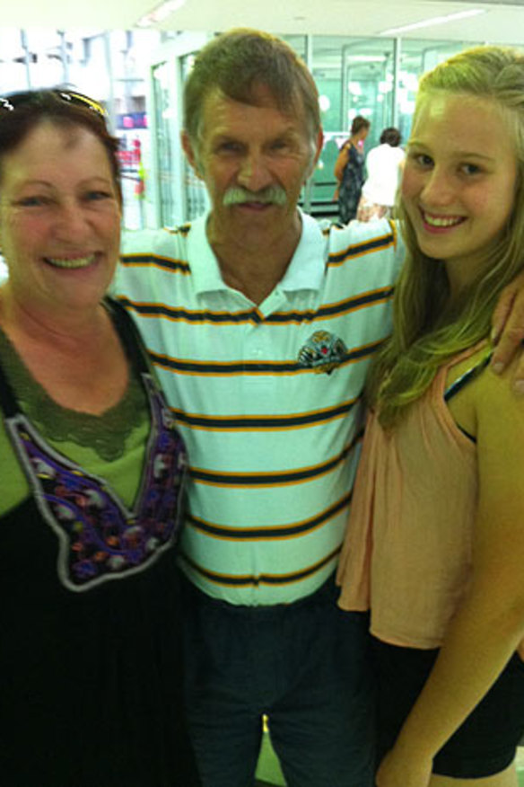 Sydneysiders Roxanne Russell, Grahame Russell are picked up by the granddaughter Erin Bryers at Brisbane Airport.