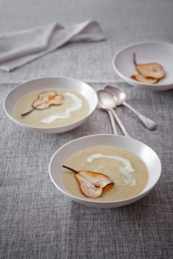 Served: Pear and potato soup, to be enjoyed with crusty bread.