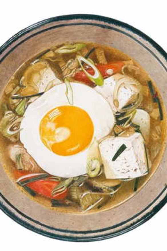 Tofu hot pot: From <i>How to boil an egg</i>. Recipe images by artist Fiona Stricklan.
