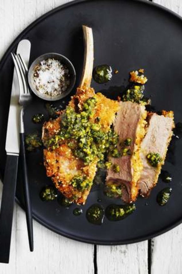 Neil Perry's crumbed veal with pistachios.