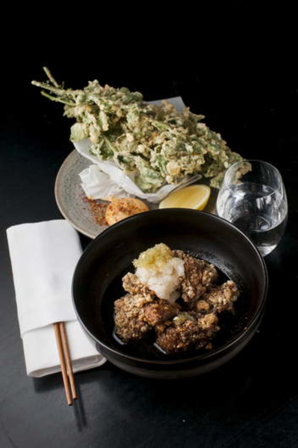 Japanese fried chicken with the crisp saltbush and chilli, $27.