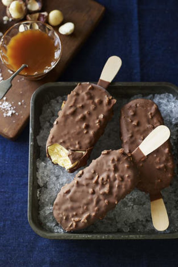 Connoissuer ice-cream on a stick ... the Murray River salted caramel with macadamias.