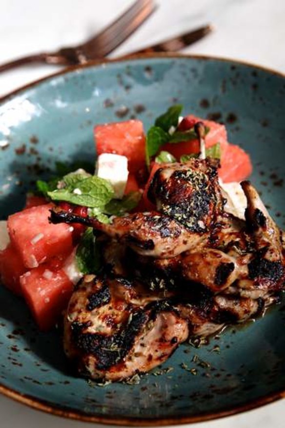 Highlight ... Mastic spiced quail with fetta and watermelon salad.