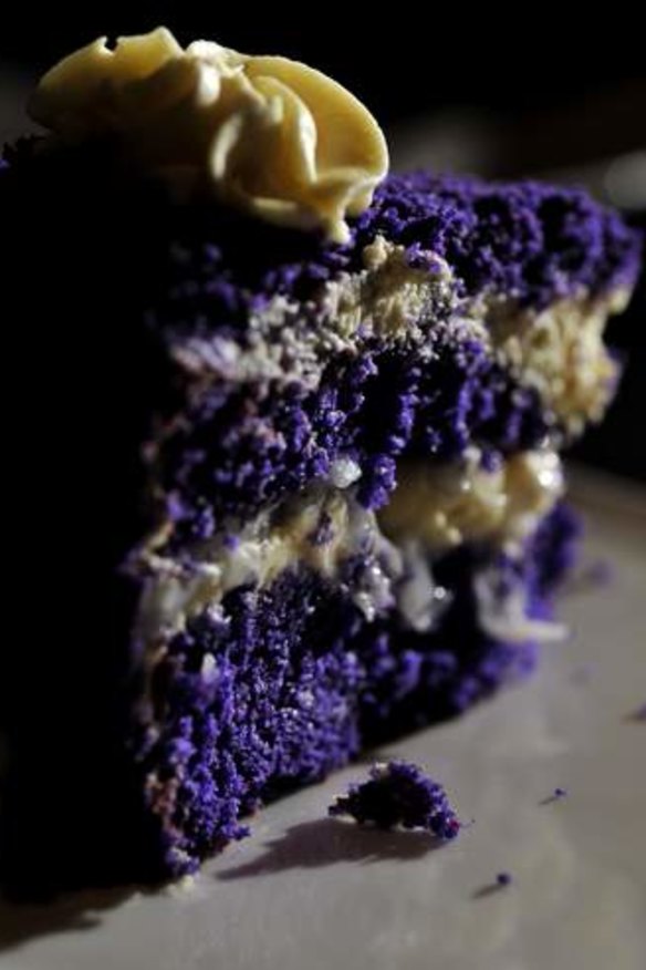 Purple yam cake at Kusina Filippino restaurant in Weston.