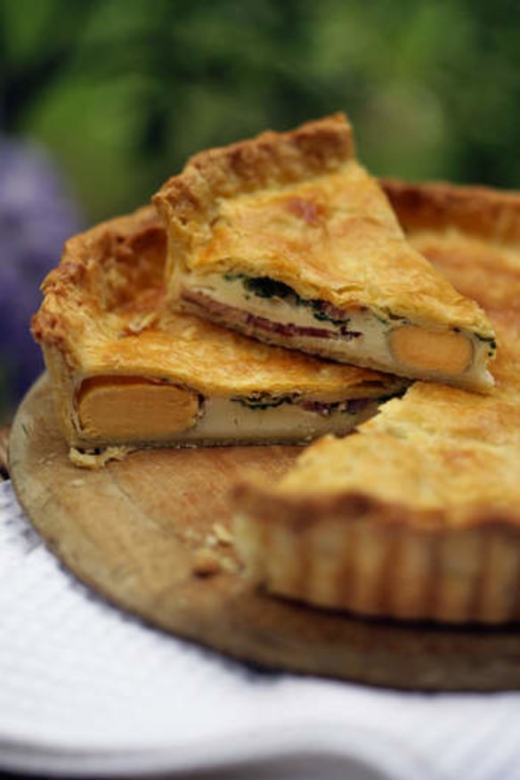 Stephanie Alexander's egg and bacon pie is firm enough to travel well and substantial enough to be the lunch centrepiece.