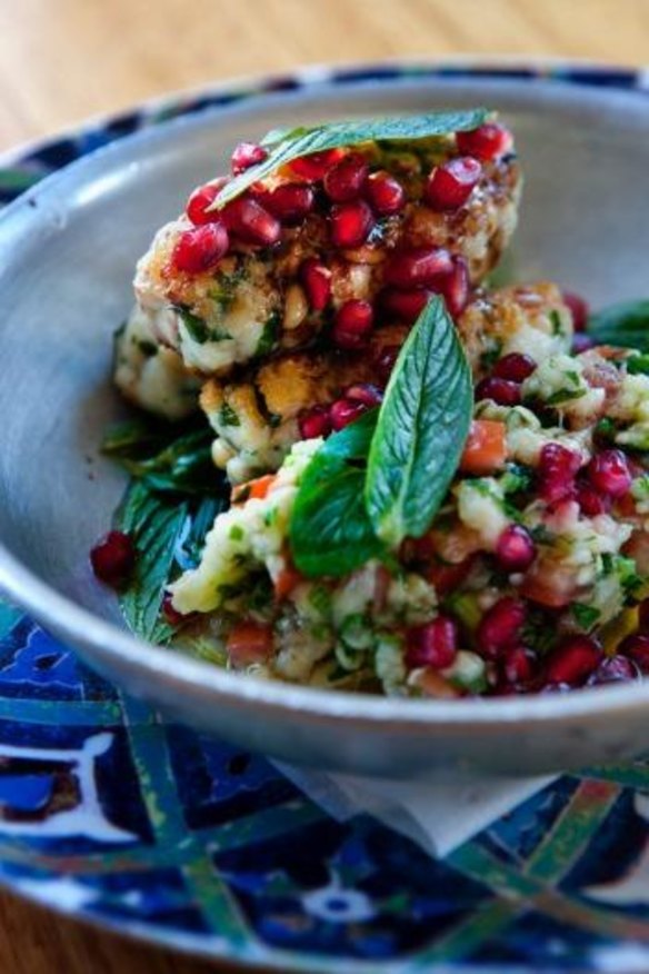 Fish kefta with pomegranate balsamic syrup.