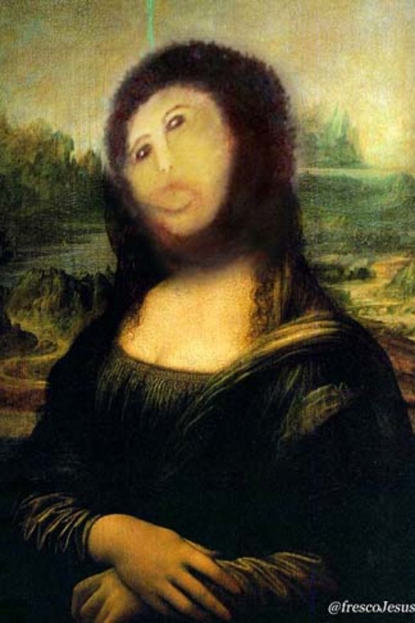 The Mona Lisa looking worse for wear.