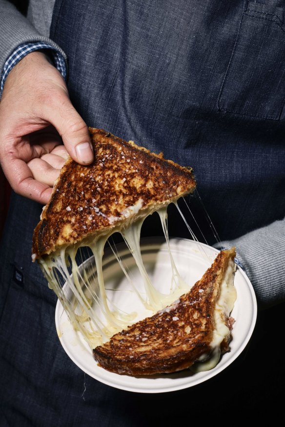The all American grilled cheese toastie at Maker and Monger, Prahran Market.