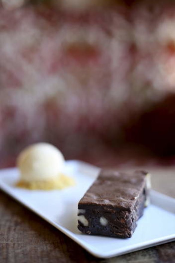 Go-to dish: Dark chocolate macadamia brownie with macadamia praline and vanilla ice cream.