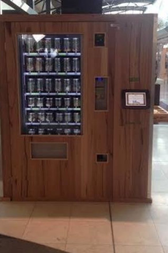 The vending machine is made from up-cycled timber, no less.
