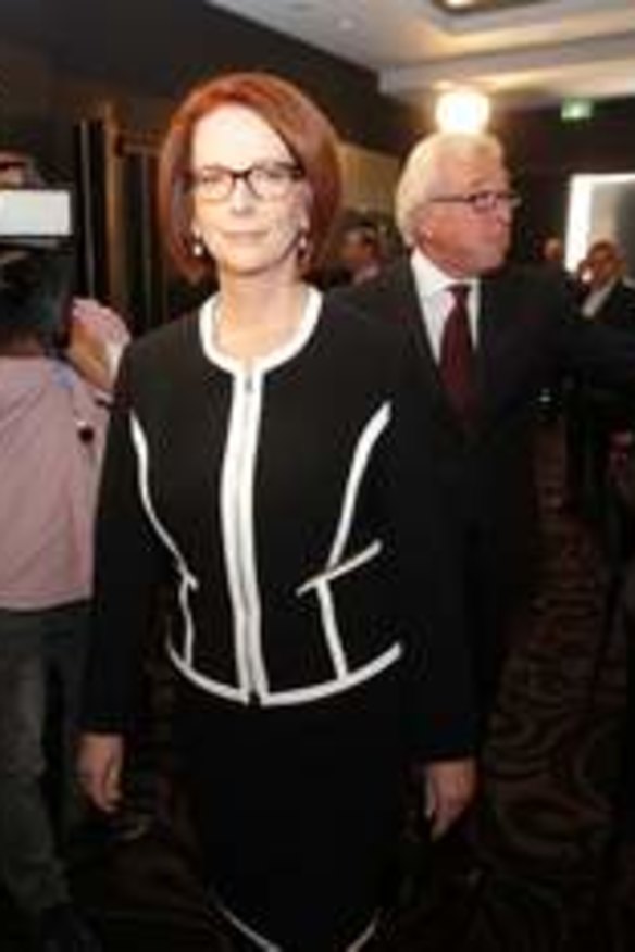 Prime Minister Julia Gillard arrives at the National Press Club of Australia in Canberra on Wednesday 30 January 2013 to announce the election date.
