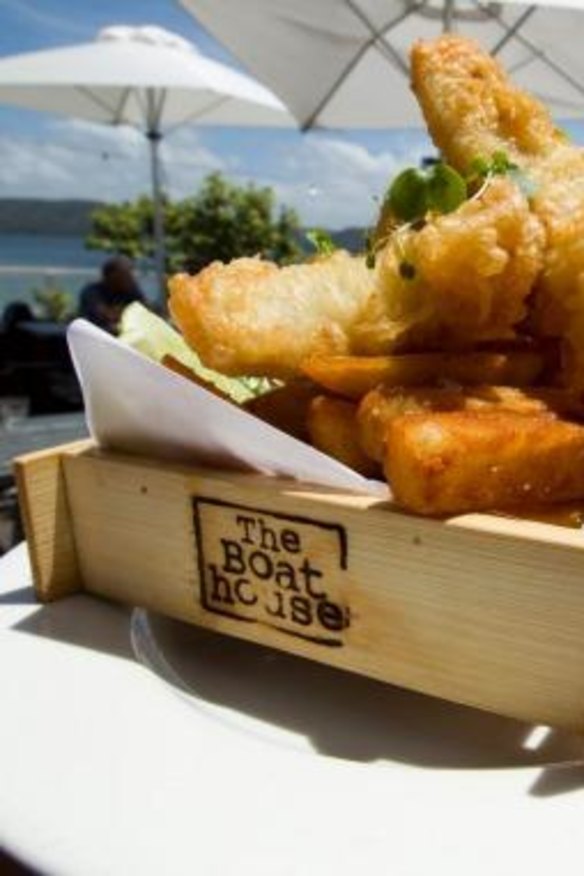 Fish 'n' chips with a view at The Boathouse at Palm Beach.