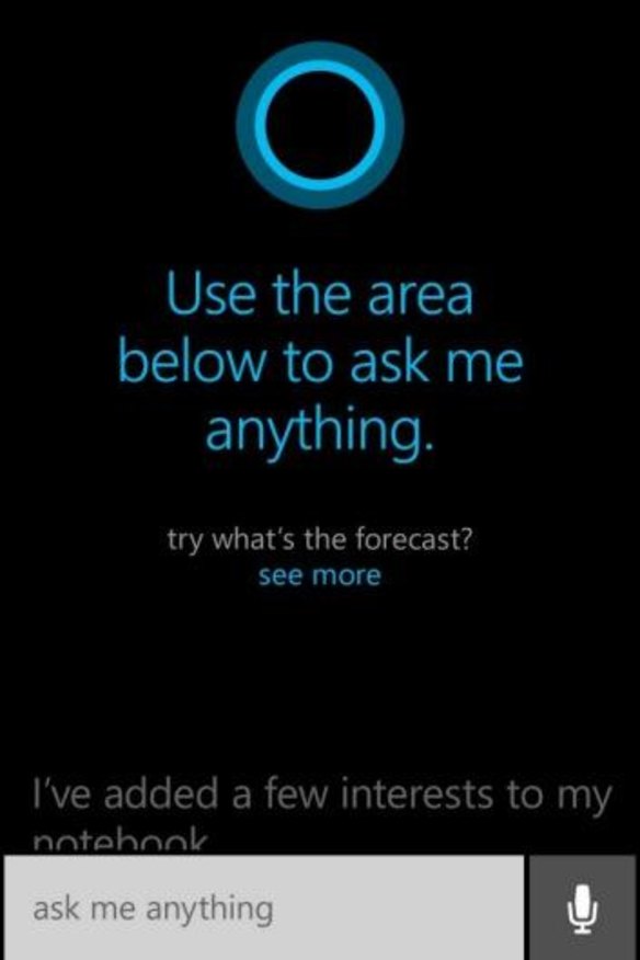 A screenshot of Cortana in action.