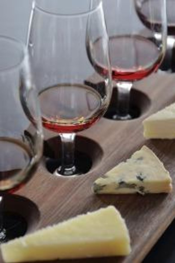 A wine and cheese flight from Milk the Cow.