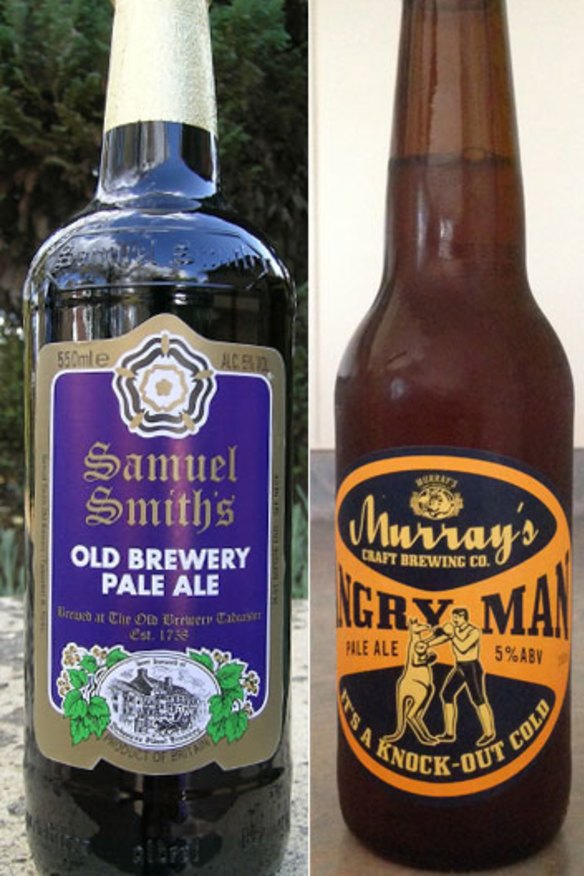 Samuel Smith's Old Brewery Pale Ale and Murray's Angry Man Pale Ale.