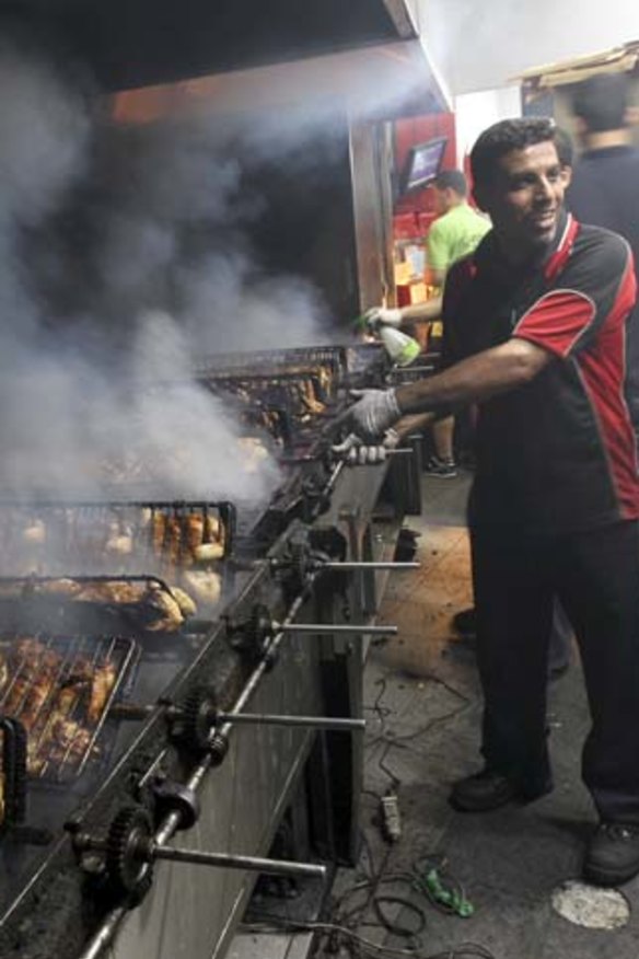 Popular: Chickens being roasted at El Jannah restaurant in Granville.