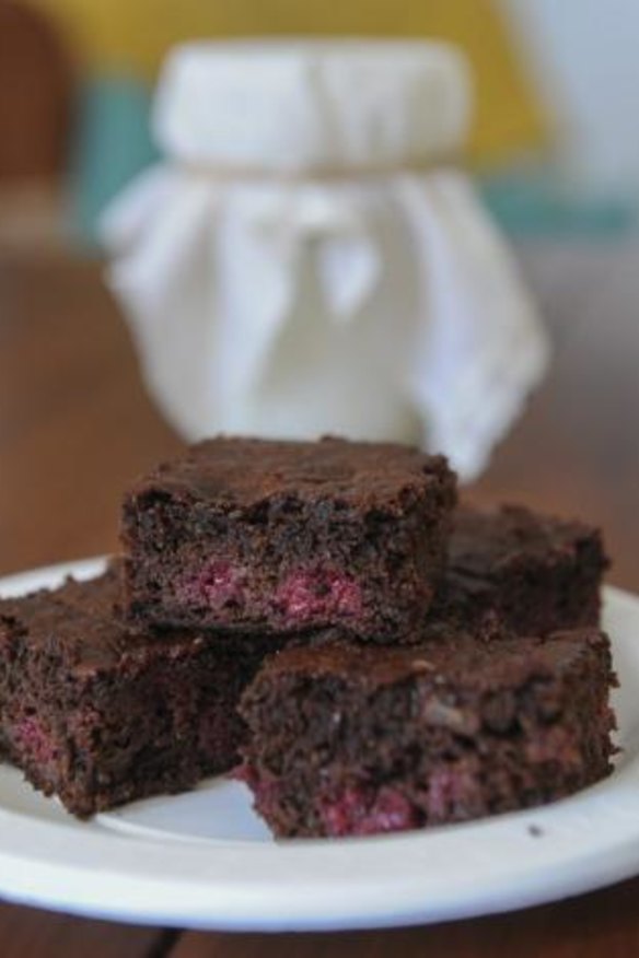 Walter and Cindy Steensby's homemade rasberry brownies and yoghurt.