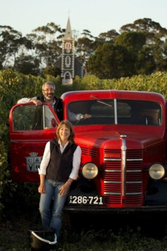 Stephen and Prue Henschke are the fifth generation to tend Hill of Grace  vines.