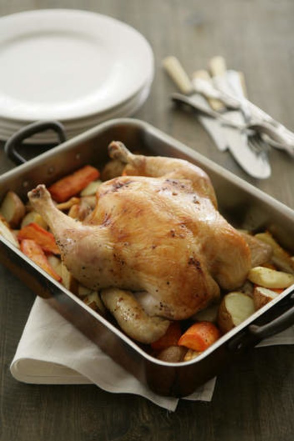 High-heat roasting is used for chicken or a rack of lamb.