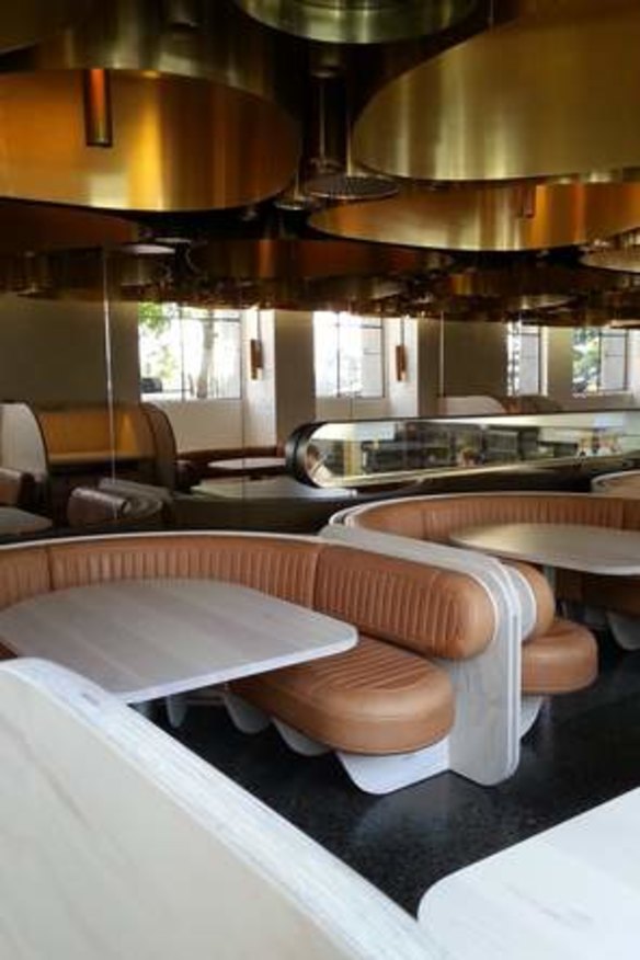 Intimate space: Soft leather booths define the new Press Club restaurant.